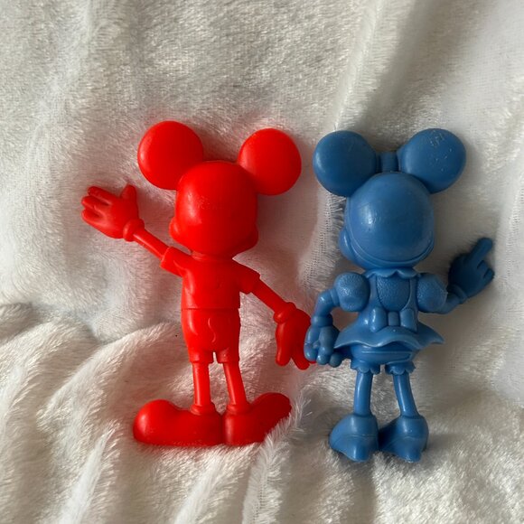 Mickey and Minnie Figurines Red Blue 6" Plastic - Picture 2 of 2